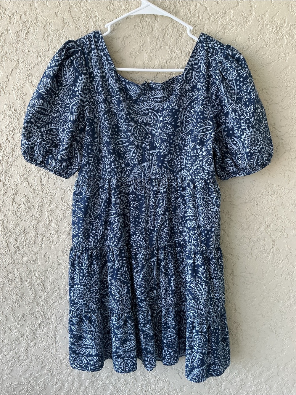 Madewell Navy and White Floral Square-Neck Dress